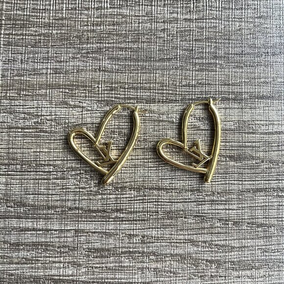 Louis Vuitton Gold Heart Earrings - Picture 1 of 6